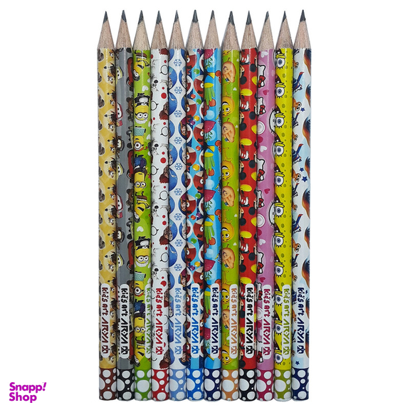 مداد مشکی آریا مدل KID'S ART کد A4 بسته 12 عددی
