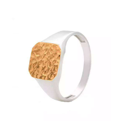 انگشتر طلا 18 عیار و نقره مردانه اپال گلد مدل چکشی کد 045