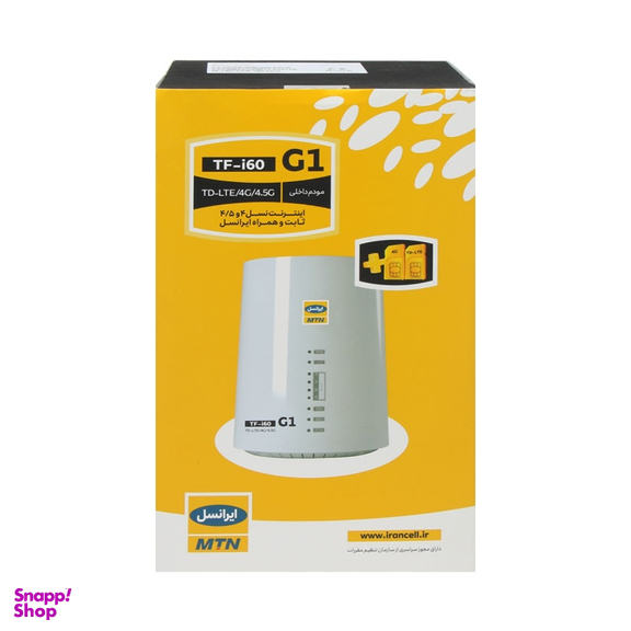 مودم 4G/TD-LTE ایرانسل مدل TF-i60 G1 به همراه سیم کارت دو قلو و 300 گیگابایت اینترنت هدیه یکساله