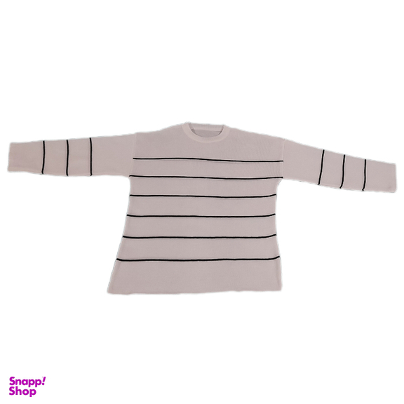 ژاکت زنانه بافت مدل راه راه رنگ سفید