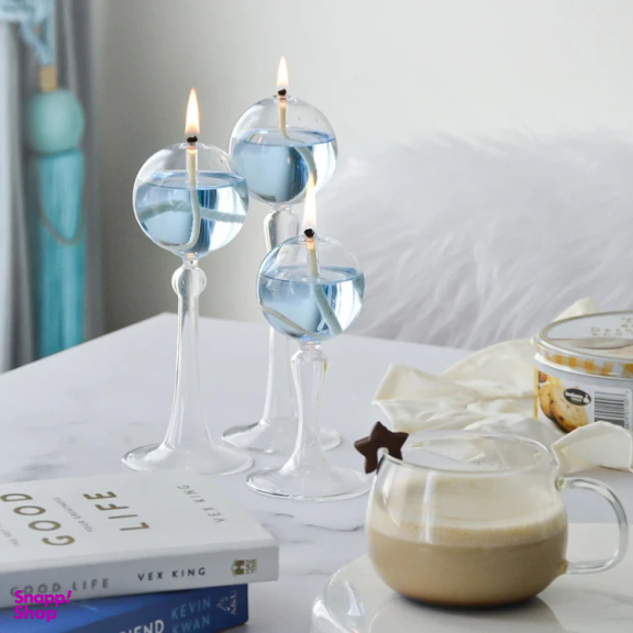 شمع مدل حبابی پایه‌دار مجموعه 3 عددی