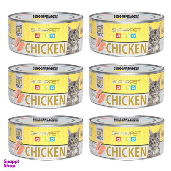 کنسرو نچرال گربه شهرپت مدل Chicken وزن 120 گرم بسته 6 عددی