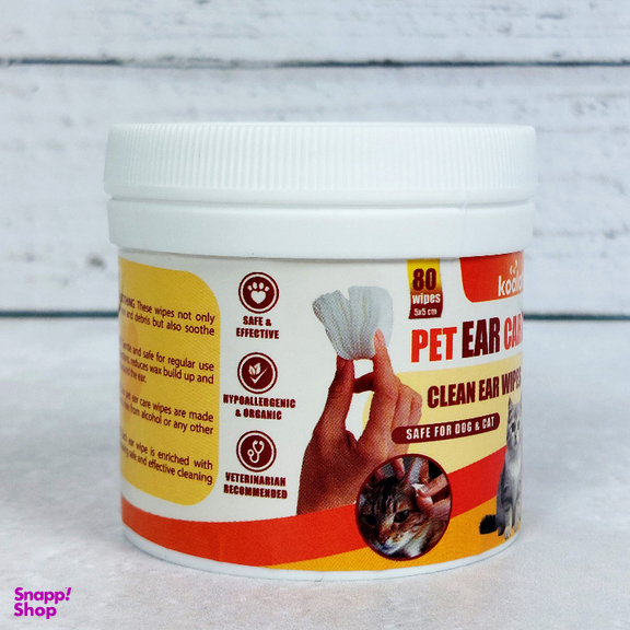 دستمال مرطوب گوش سگ و گربه کوالاپت مدل Ear wipes01 بسته 80 عددی