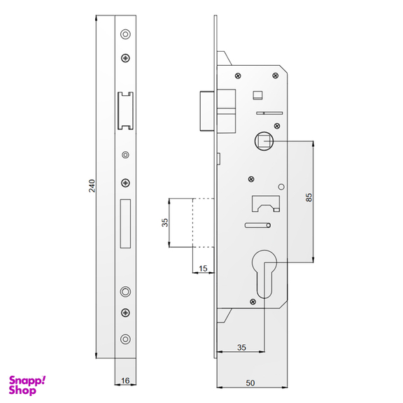 قفل در آکادو مدل upvc35mm