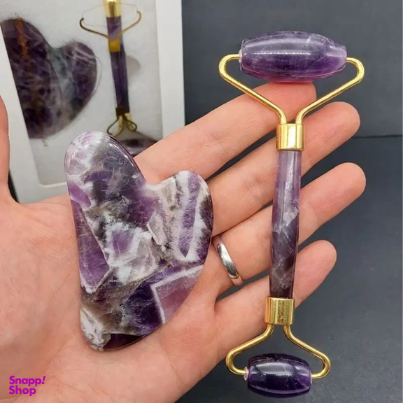 ست رولر و گواشا ماساژور مدل آمیتیست مجموعه ۲ عددی