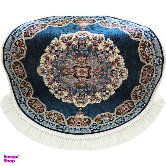 فرش ماشینی مدل دایره طرح هالیدی زمینه سرمه ای
