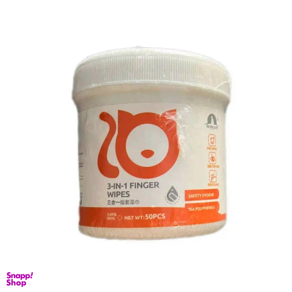 پد انگشتی مرطوب تائوتائو مناسب دندان، چشم و گوش سگ و گربه کد 21489 بسته 50 عددی