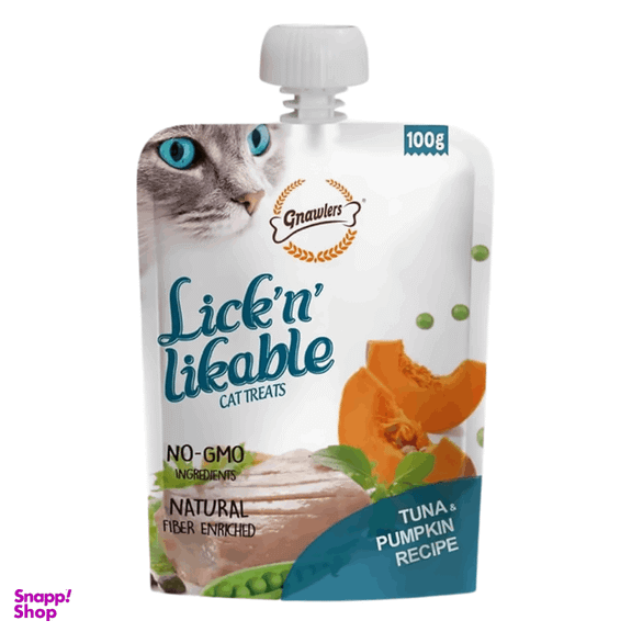 تشویقی پودینگ گربه Gnawlers طعم ماهی تن و کدوتنبل وزن 100 گرم