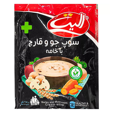 سوپ جو و قارچ با خامه الیت وزن ۶۵ گرم
