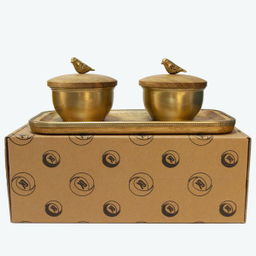 قندان گلد کیش مدل برد کد GK829476 بسته 2 عددی به همراه سینی