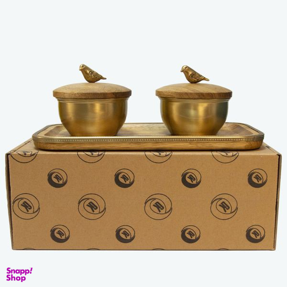 قندان گلد کیش مدل برد کد GK829476 بسته 2 عددی به همراه سینی