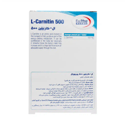 قرص ال کارنیتین 500 میلی گرم یورو ویتال بسته 60 عددی