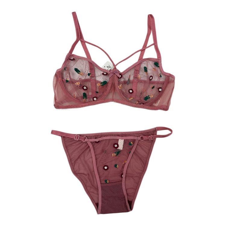 ست لباس زیر زنانه طرح بابونه کد NM-D.N_03 رنگ کالباسی