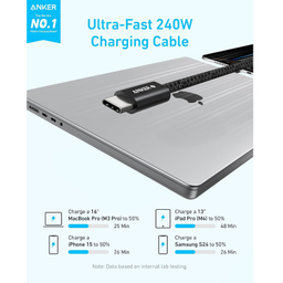 کابل دیتا 240 وات Type-C انکر مدل Zolo PD3.1 طول 1.5 متر