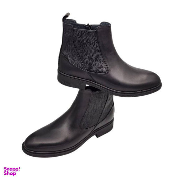 نیم بوت طبی مردانه چرم ریباری مدل Z11 رنگ مشکی