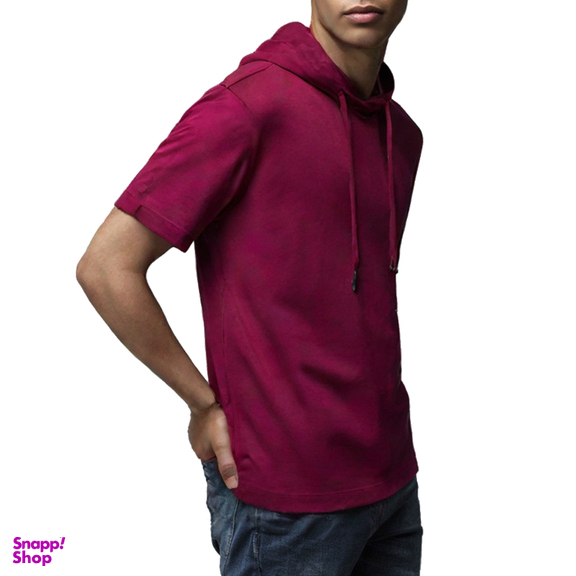 تیشرت کلاهدار مردانه به رسم کد 95000 رنگ زرشکی