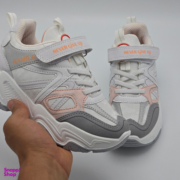 کتانی رامیلا کد 56777 رنگ سفید صورتی