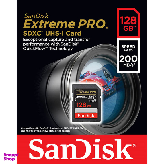 کارت حافظه SDXC سن دیسک مدل Extreme Pro V30 کلاس 10 استاندارد UHS-I U3 سرعت 200 مگابایت بر ثانیه ظرفیت 128 گیگابایت