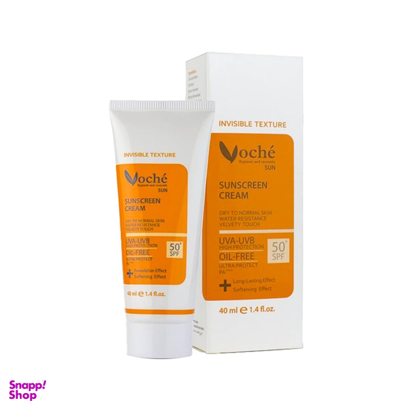 کرم ضد آفتاب بی رنگ وچه با SPF50 مناسب پوست خشک و معمولی حجم 40 میلی لیتر