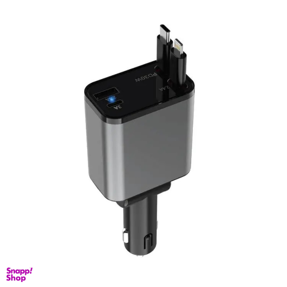 شارژر فندکی گرین لاین مدل Retractable رنگ مشکی