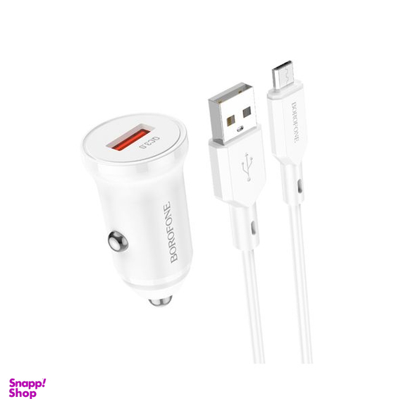 شارژر فندکی بروفون مدل BZ18 QC3.0 18W به همراه کابل تبدیل MicroUSB