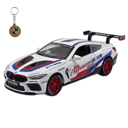 ماکت ماشین ناب سل مدل بی ام و ام 8 فلزی چراغدار BMW M8 GT همراه با جاسوییچی