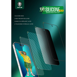 محافظ صفحه نمایش حریم شخصی گرین مدل Silicone Privacy-HD Plus مناسب برای گوشی موبایل اپل iPhone 14 Pro