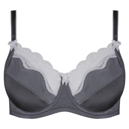 سوتین زنانه لین مدل فنردار گیپور گلدار کد 4680-608 رنگ طوسی