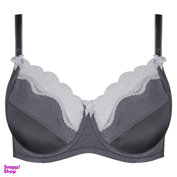 سوتین زنانه لین مدل فنردار گیپور گلدار کد 4680-608 رنگ طوسی