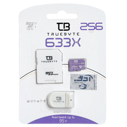 کارت حافظه MicroSDXC تروبایت مدل A2-V30-633X کلاس 10 استاندارد UHS-I U3 ظرفیت 256 گیگابایت به همراه آداپتور SD و کارت خوان