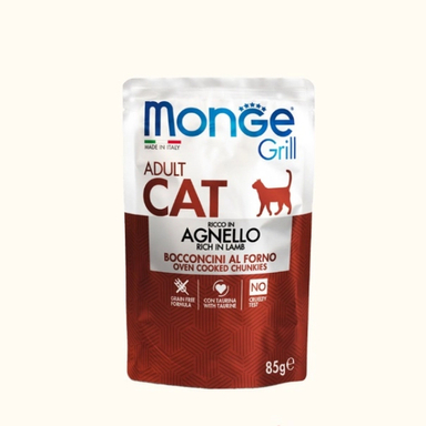 پوچ گربه مونگه مدل گوشت گریل بره وزن 85 گرم