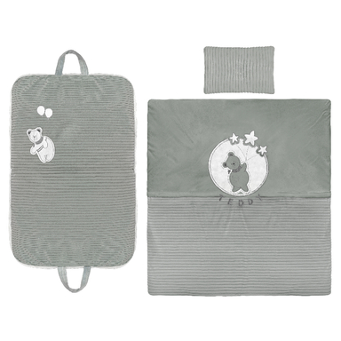 سرویس مسافرتی نوزادی 3 تکه پینک بلو مدل تدی طوسی