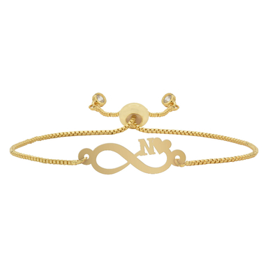 دستبند طلا 750 عیار زنانه شمیم گلد گالری مدل بینهایت و حرف N کد D64-22