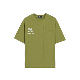 تیشرت زیگ مدل Live more رنگ سبز زیتونی