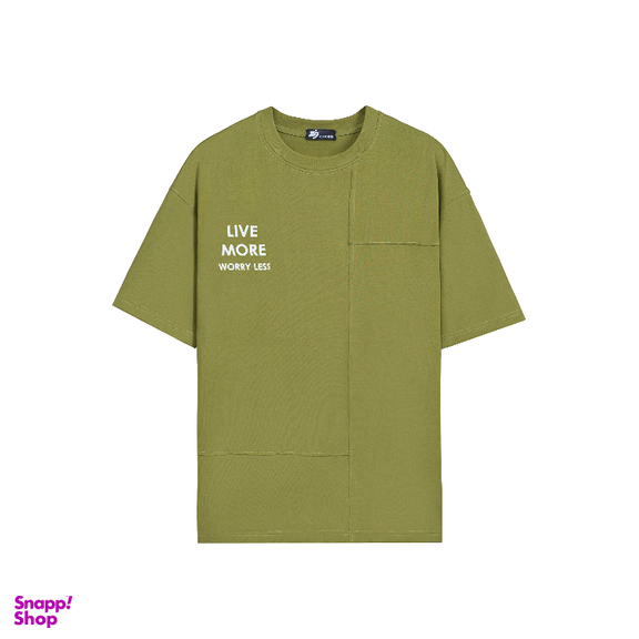 تیشرت زیگ مدل Live more رنگ سبز زیتونی