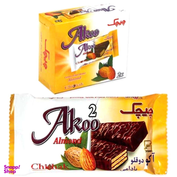 ویفر آکو دوقلو بادامی چیچک بسته 12 عددی