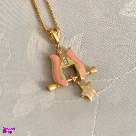 آویز گردنبند طلا 18 عیار زنانه طرح لاله و ستاره مدل دو رو کد 4149