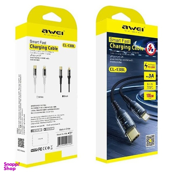کابل تایپ سی به لایتنینگ اوی مدل AWEI CL-138L SMART FAST PD 20W