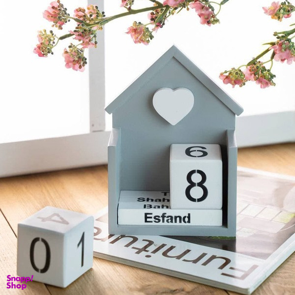 تقویم رومیزی چوبی طرح کلبه مدل TK30