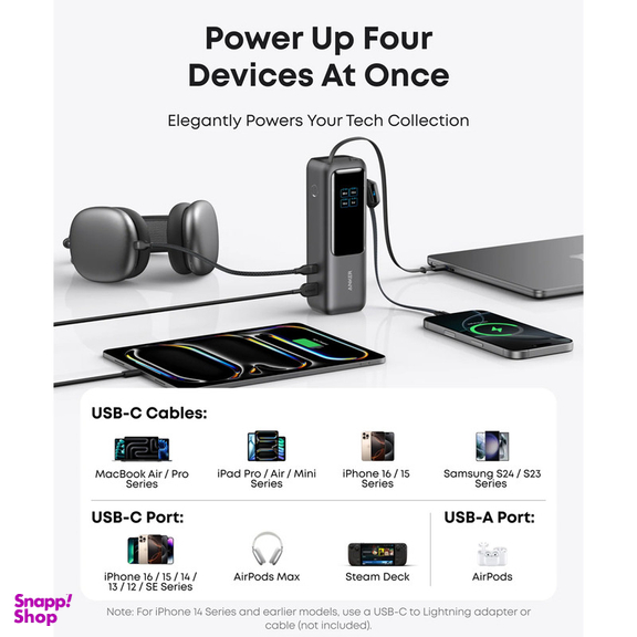 پاوربانک 165 وات انکر مدل A1695 ظرفیت 25000 میلی آمپر ساعت