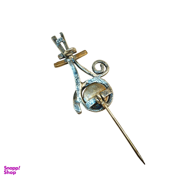 گل سینه نقره 925 عیار زنانه طرح دایره آبی کد 45014 GLSN