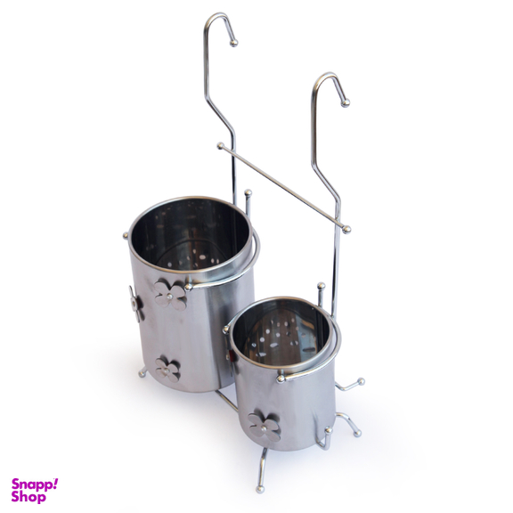 جای قاشقی استیل دوقلو آسمان پایه دار گلدار کد 136g