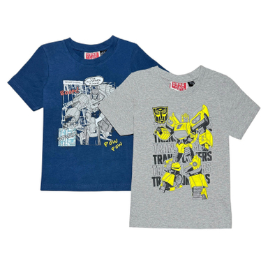 تیشرت آستین کوتاه پسرانه مدل ترنسفورمر مجموعه 2 عددی