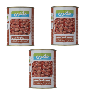 کنسرو لوبیا چیتی با سس گوجه فرنگی مکنزی وزن 380 گرم بسته 3 عددی