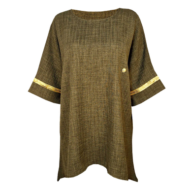 تونیک آستین سه ربع زنانه مدل شانتون کد 912 رنگ سبز زیتونی