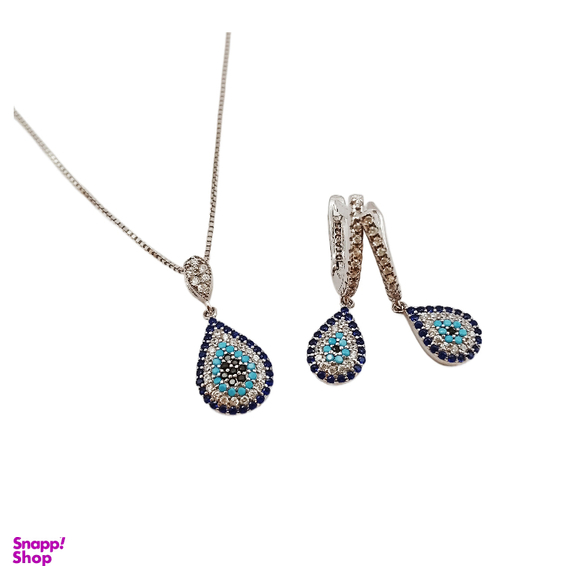 نیم ست نقره زنانه مدل اشک چشم نظر سپیدار کد 08