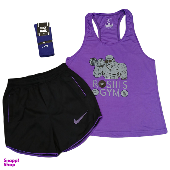 ست تاپ و شلوارک و جوراب ورزشی مردانه کد 1530 رنگ بنفش