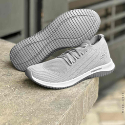 کفش پیاده روی زنانه طرح اسکیچرز بافت کد 286966 رنگ طوسی روشن