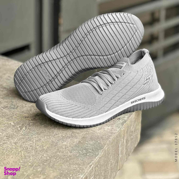 کفش پیاده روی زنانه طرح اسکیچرز بافت کد 286966 رنگ طوسی روشن