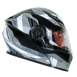 کلاه کاسکت بلوتوثی ردلاین مدل +939 Black Grey Shine به همراه کاور